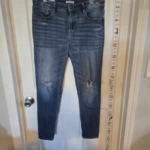 Vigoss Dark Blue Stretch Denim Jeans with Distressed Finish